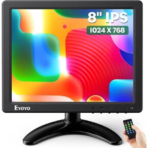Eyoyo 9 Inch Small Monitor, 1024x600 16:9 IPS HDMI Monitor Support HDMI/VGA/AV/BNC Input with Remote Control & Built-in Speakers, Security Monitor for Computer Raspi CCTV Camera Car