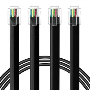 NECABLES 2Pack RJ12 Cable 6ft Telephone Cord Phone Cable - 6 Feet | RJ12 6P6C Male to Male Straight Wired for Both Data and Voice Use Black in Kuwait