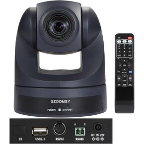 كاميرا SZOOMSY PTZ بتكبير بصري 20X كاميرا فيديو للمؤتمرات USB HD 1080P كاميرا ويب لنظام الغرفة اجتماع العمل الكنيسة العبادة التدريس عن بعد باستخدام التكبير، سكايب، OBS