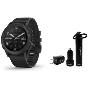ساعة Garmin tactix Delta، ساعة ذكية متميزة بنظام تحديد المواقع العالمي (GPS) مع ميزات تكتيكية متخصصة، مصممة لتلبية المعايير العسكرية مع حزمة الطاقة النهائية Wearable4U (أسود) in Kuwait