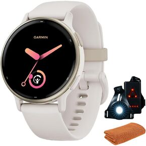 Garmin 010-02862-11 Vivoactive 5 Fitness Smartwatch, Ivory Bundle with Workout Cooling Sport Towel and Deco Essentials Wearable Commuter Front and Rear Safety Light in Saudi Arabia