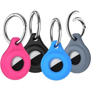 2024 Newest 4 Pack AirTag Holder Compatible with Apple AirTag, AirTag Case with Keychain, Multi-Color Protective Silicone AirTag Accessories Tracker Cover for Kids, Keys, Pets Collar, Luggage