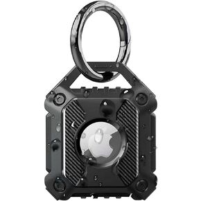 Waterproof AirTag Holder Case with Keychain, Screw Full Cover, Durable, Anti-Scratch, Fully Enclosed, Secure Holder Case Protect for Apple AirTag Tracker (Black 1 Pack)…