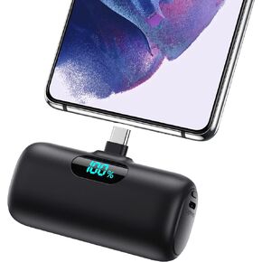 Mini Portable Charger 5000mAh Power Bank, 15W PD USB C Cell Phone Portable Power, LCD Display Battery Pack Compatible With iPhone 15/15 Plus/15 Pro/15 Pro Max/Android Phone/Samsung Galaxy/Moto/LG etc