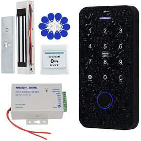 QTTYELOK Bluetooth Tuya Door Access Control System Kit IP68 Waterproof NFC RFID Fingerprint Keyboard + NC Fail Safe Electric Strike Locks + DC12V Power Supply + 10pcs 13.56Mz Keyfobs in Kuwait