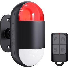 Motion Sensor Alarm Indoor: Wireless Motion Detector Alarm with Siren & Strobe (125dB, 328ft Remote Control, Battery Operated), Portable Door Chime Bell Alert Burglar for Shop Home Garage Shed Car