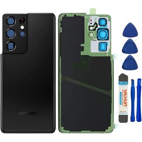 PCTC Galaxy S21 Ultra Back Glass Cover Replacement for Samsung Galaxy S21 Ultra 5G SM-G998U All Carriers Housing Door with Camera Glass Lens and Pre-Install Tapes + Tool Kits (Phantom Black) in Saudi Arabia