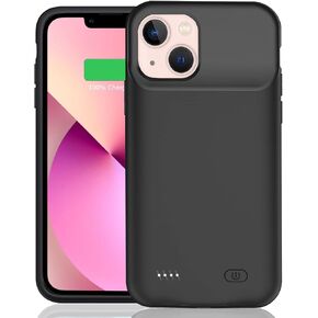 Battery Case for iPhone 13, Upgraded 7000mAh Ultra-Slim Rechargeable Portable Protective Charging Case Extended Battery Pack Compatible with iPhone 13 (6.1 inch) Charger Case Support Carplay (Black) in Kuwait