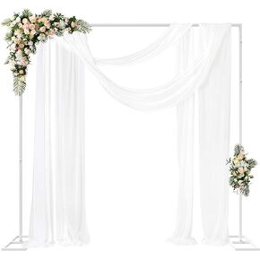 Fomcet 6.6FT x 10FT Backdrop Stand Heavy Duty with Base Gold Pipe and Drape Square Backdrop Stand Adjustable Portable Metal Arch Frame for Wedding Baby Shower Birthday Parties Banquet Decorations