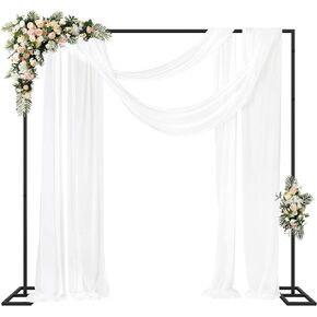 Fomcet 8FT × 8FT خلفية حامل شديد التحمل مع قاعدة، مجموعة حامل خلفية ذهبية قابلة للتعديل للأنابيب والستارة، إطار معدني مربع لحفلات الزفاف وحفلات أعياد الميلاد والولائم in Kuwait