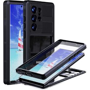 حافظة MRUOZRUI لهاتف Samsung Galaxy S23 Ultra، IP68 مقاومة للماء والصدمات والغبار والثلج، حافظة متينة واقية لكامل الجسم مع واقي شاشة مدمج لهاتف Galaxy S23 Ultra 5G 6.8 بوصة 2023 أسود in Kuwait