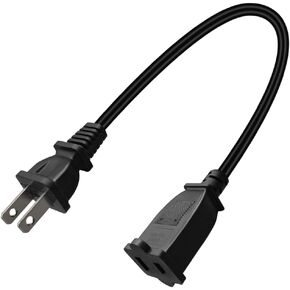 1ft Toptekits 90 Degree Angled Polarized US 2-Prong Male-Female Extension Power Cord, Elbow NEMA 1-15P to 1-15R Cable Polarized,USA Outlet Saver Power Extension Cord Cable (Polarized Angled Black)