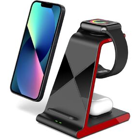 شاحن لاسلكي لسلسلة iPhone 13، محطة شحن iPhone متوافقة مع iPhone 13 12 11 Pro Max Mini XS SE 8، شاحن iWatch لساعة Apple Watch 7 SE 6 5 4 3 2 1، Airpods الجيل الثالث/Airpods Pro in Kuwait