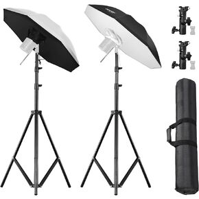 غودوكس مظلة ناعمة عاكسة مع غطاء موزع 85 سم 33.4 انش اسود فضي وشفاف مع حامل اضاءة 2 × 2 متر 2 × دعامة من النوع E 2 × شنطة حمل لاستوديو التصوير الفوتوغرافي in Kuwait