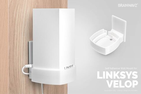 Screwless Wall Mount for Linksys Velop Home Wifi Mesh Holder, No Tools Required, Easy to Install, No Mess, Strong VHB Adheasive Mount, White by Brainwavz in Saudi Arabia