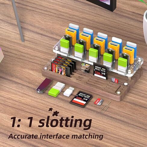 20 Slots Wooden Memory USB Flash Disk Card Case, TF Card Box and Micro SD Drive Card Holder Desk, U-Shield Memory Storage Racks in Kuwait