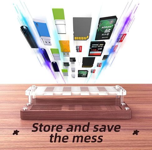 20 Slots Wooden Memory USB Flash Disk Card Case, TF Card Box and Micro SD Drive Card Holder Desk, U-Shield Memory Storage Racks in Kuwait