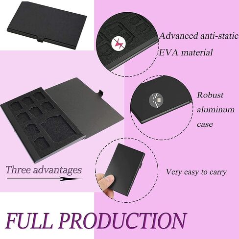 SD Card Holder Case , PCTC TF Memory Card Holder Case Aluminum Alloy Hard Shell ,9 in 1 Capacity for 1SD Cards and 8TF Cards(9 Slots) in Saudi Arabia