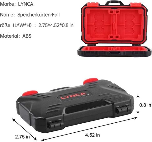 لينكا حافظة حماية احترافية مقاومة للماء ومضادة للصدمات لتخزين بطاقات الذاكرة لـ 8 بطاقات SD و4 بطاقات سي اف و12 بطاقة TF (مايكرو اس دي) in Kuwait
