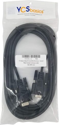YCS basics كابل تمديد DB9 9 Pin Serial / RS232 ذكر/أنثى أسود (10 قدم) in Kuwait