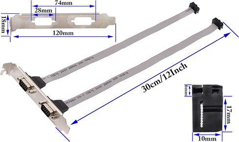 1Port DB9 RS232Serial Port Bracket to 10 pin HeaderRibbon Cable Connector Adapter, DB9 Serial Male to 10P Motherboard Header Panel Mount Cable Serial Port Bracket (12in 4Pcs) (1 Port) in Kuwait