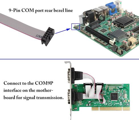 1Port DB9 RS232Serial Port Bracket to 10 pin HeaderRibbon Cable Connector Adapter, DB9 Serial Male to 10P Motherboard Header Panel Mount Cable Serial Port Bracket (12in 4Pcs) (1 Port) in Kuwait