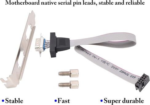 1Port DB9 RS232Serial Port Bracket to 10 pin HeaderRibbon Cable Connector Adapter, DB9 Serial Male to 10P Motherboard Header Panel Mount Cable Serial Port Bracket (12in 4Pcs) (1 Port) in Kuwait