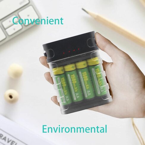 شاحن بطارية ايه من جينشن لبطارية NiMh NiCD AA/AAA قابلة لاعادة الشحن، منفذ شحن USB امن وحماية من درجة الحرارة الزائدة 5 فولت 1 امبير، ميزات امدادات الطاقة المؤقتة in Kuwait