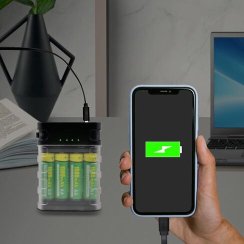 شاحن بطارية ايه من جينشن لبطارية NiMh NiCD AA/AAA قابلة لاعادة الشحن، منفذ شحن USB امن وحماية من درجة الحرارة الزائدة 5 فولت 1 امبير، ميزات امدادات الطاقة المؤقتة in Kuwait