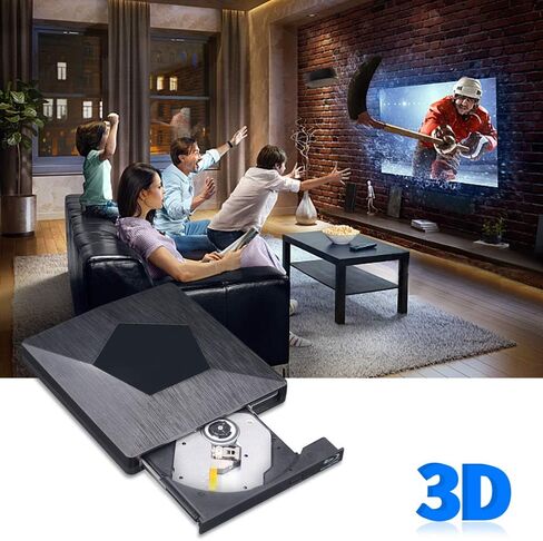 External Blu Ray CD DVD Drive, Wihool 3D BD Player with Read Capability Portable Blu-ray Drive USB 3.0 and Type-C Optical Bluray BD CD DVD Reader for Mac OS, Windows xp/7/8/10, Laptop PC in Kuwait