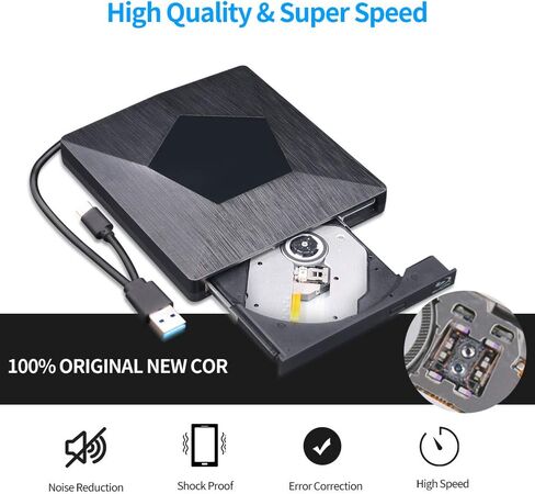 External Blu Ray CD DVD Drive, Wihool 3D BD Player with Read Capability Portable Blu-ray Drive USB 3.0 and Type-C Optical Bluray BD CD DVD Reader for Mac OS, Windows xp/7/8/10, Laptop PC in Kuwait