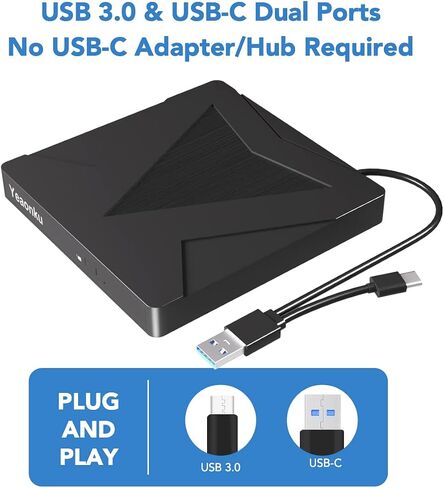 Yaeonku Dual-Interface External Optical CD/DVD Drive for Windows pc Laptop MacBook mac os pc Linux pc Window 7 8 10 11 in Saudi Arabia
