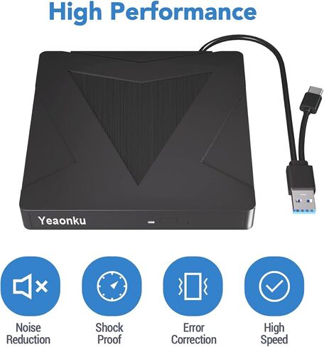 Yaeonku Dual-Interface External Optical CD/DVD Drive for Windows pc Laptop MacBook mac os pc Linux pc Window 7 8 10 11 in Saudi Arabia