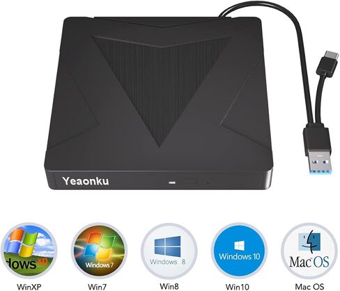 Yaeonku Dual-Interface External Optical CD/DVD Drive for Windows pc Laptop MacBook mac os pc Linux pc Window 7 8 10 11 in Saudi Arabia