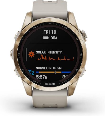 Garmin Fenix 7X Sapphire Solar, Adventure Smartwatch, w/Solar Charging Capabilities, Rugged Outdoor GPS Watch, Touchscreen, Wellness Features, Mineral Blue Titanium w/Whitestone Band (Renewed) in Saudi Arabia