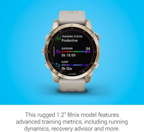 Garmin Fenix 7X Sapphire Solar, Adventure Smartwatch, w/Solar Charging Capabilities, Rugged Outdoor GPS Watch, Touchscreen, Wellness Features, Mineral Blue Titanium w/Whitestone Band (Renewed) in Saudi Arabia