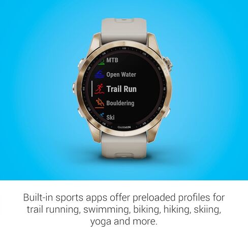 Garmin Fenix 7X Sapphire Solar, Adventure Smartwatch, w/Solar Charging Capabilities, Rugged Outdoor GPS Watch, Touchscreen, Wellness Features, Mineral Blue Titanium w/Whitestone Band (Renewed) in Saudi Arabia