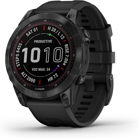 Garmin fenix 7S, Smaller sized adventure smartwatch, rugged outdoor watch with GPS, touchscreen, health and wellness features, silver with whitestone band (Renewed) in Saudi Arabia