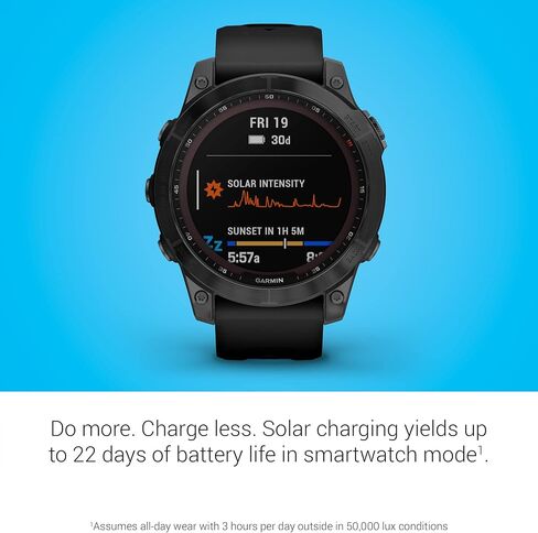 Garmin fenix 7S, Smaller sized adventure smartwatch, rugged outdoor watch with GPS, touchscreen, health and wellness features, silver with whitestone band (Renewed) in Saudi Arabia