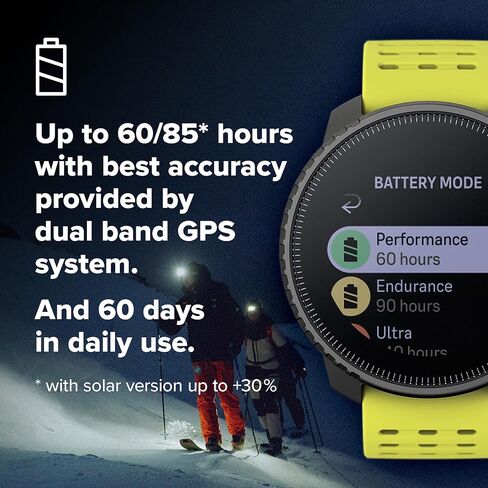 SUUNTO Vertical GPS Sports Watch, 1.4" Touchscreen 95+ Sports Modes, Lime | Offline Maps, 30-day Battery Life, Dual-Band GNSS, Outdoor Training&Expedition, SUUNTO App, Adventure Watch in Kuwait