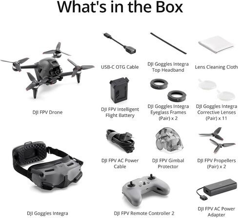 DJI FPV Combo (Goggles V2), First-Person View Drone with 4K Camera, S Flight Mode, Super-Wide 150° FOV, HD Low-Latency Transmission, FAA Remote ID Compliant in Saudi Arabia