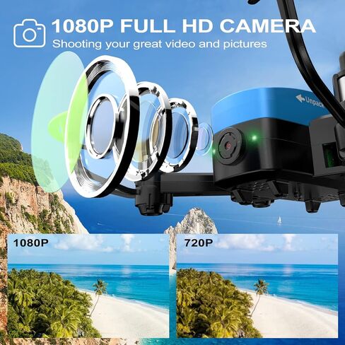 طائرة بدون طيار صغيرة مع كاميرا للأطفال 1080 بكسل FPV، ألعاب طائرات بدون طيار للأعمار من 8 إلى 13 عامًا مع أجنحة قابلة للطي، تثبيت الارتفاع، وضع مقطوعة الرأس، تقلبات ثلاثية الأبعاد، التحكم بالإيماءات الصوتية، طائرة بدون طيار للتحكم عن بعد، بطاريتان in Kuwait