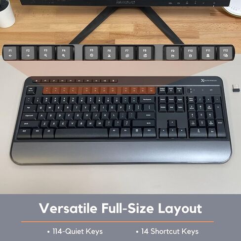اكس 9 بيرفورمنس كيبورد لاسلكي USB للوسائط المتعددة - تحكم في الوسائط الخاصة بك - كيبورد كمبيوتر لاسلكي كامل الحجم مع مسند معصم - كيبورد لاسلكي للابتوب والكمبيوتر والكروم in Kuwait