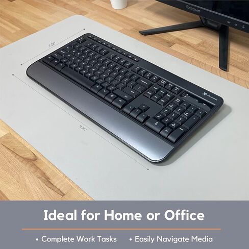 اكس 9 بيرفورمنس كيبورد لاسلكي USB للوسائط المتعددة - تحكم في الوسائط الخاصة بك - كيبورد كمبيوتر لاسلكي كامل الحجم مع مسند معصم - كيبورد لاسلكي للابتوب والكمبيوتر والكروم in Kuwait