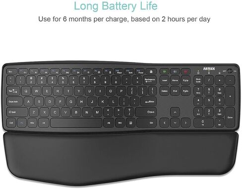 Arteck Bluetooth Keyboard Universal Wave Ergonomic Keyboard with Palm Rest Multi-Device Full Size Wireless Keyboard for Windows iOS iPad OS Android, Computer Desktop Laptop Surface Tablet Smartphone in Saudi Arabia