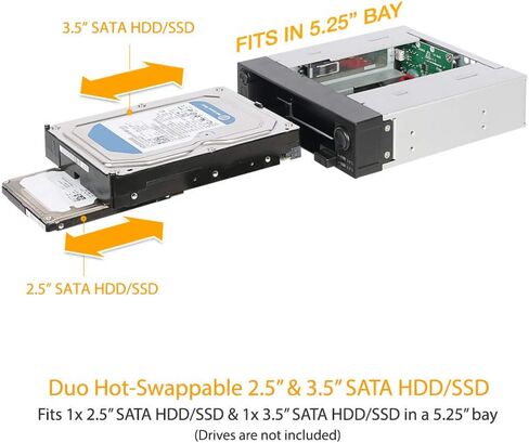 ICY DOCK 2 Bay 2.5" & 3.5" SATA HDD/SSD Hot Swap Mobile / Caddy / Docking for External 5.25" Bay | DuoSwap MB971SP-B in Kuwait