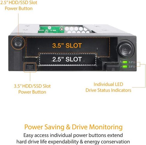 ICY DOCK 2 Bay 2.5" & 3.5" SATA HDD/SSD Hot Swap Mobile / Caddy / Docking for External 5.25" Bay | DuoSwap MB971SP-B in Kuwait