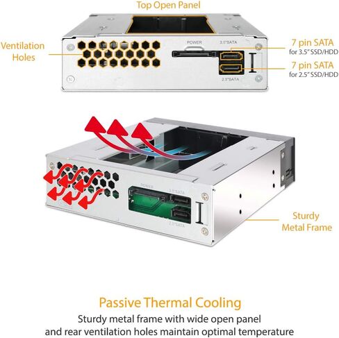 ICY DOCK 2 Bay 2.5" & 3.5" SATA HDD/SSD Hot Swap Mobile / Caddy / Docking for External 5.25" Bay | DuoSwap MB971SP-B in Kuwait