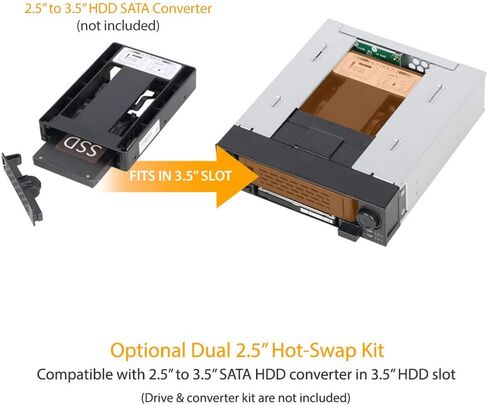ICY DOCK 2 Bay 2.5" & 3.5" SATA HDD/SSD Hot Swap Mobile / Caddy / Docking for External 5.25" Bay | DuoSwap MB971SP-B in Kuwait