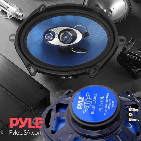 مكبر صوت للسيارة Pyle مقاس 5 × 7 بوصة (زوج) - مخروط حقن بولي أزرق مطور ثلاثي الاتجاهات 300 واط مع محيط مطاط البوتيل غير المتعب 80-20 كيلو هرتز استجابة التردد 4 أوم وملف صوتي ASV 1 بوصة - PL573BL، Apple in Saudi Arabia